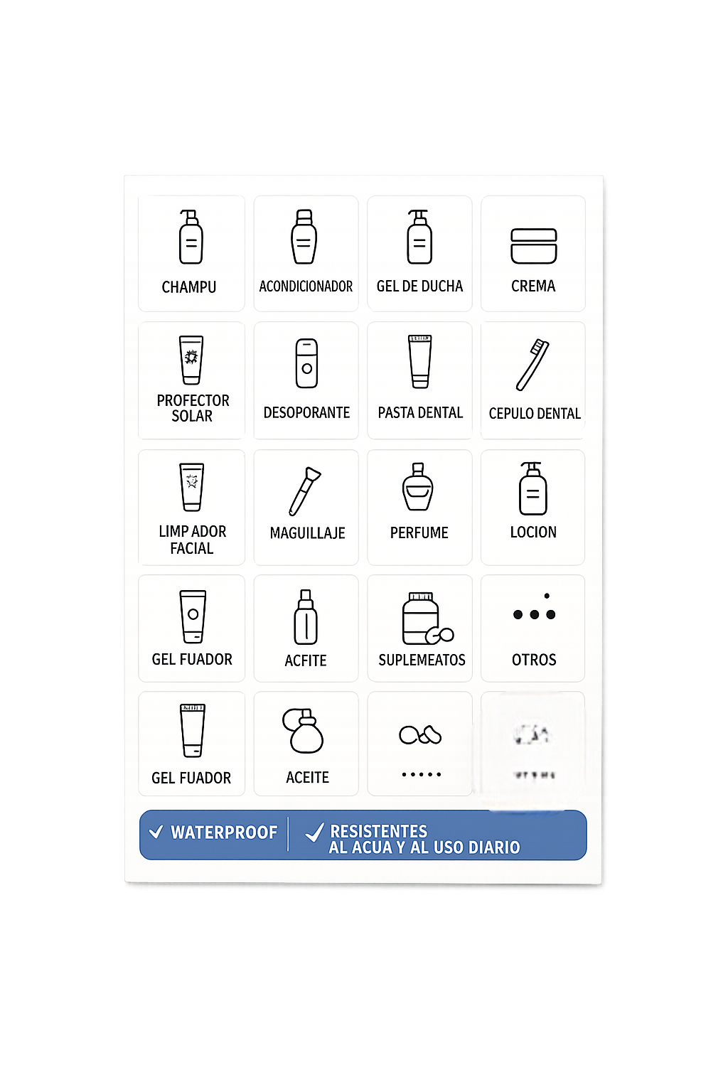 + Etiquetas Organización Resistentes al agua